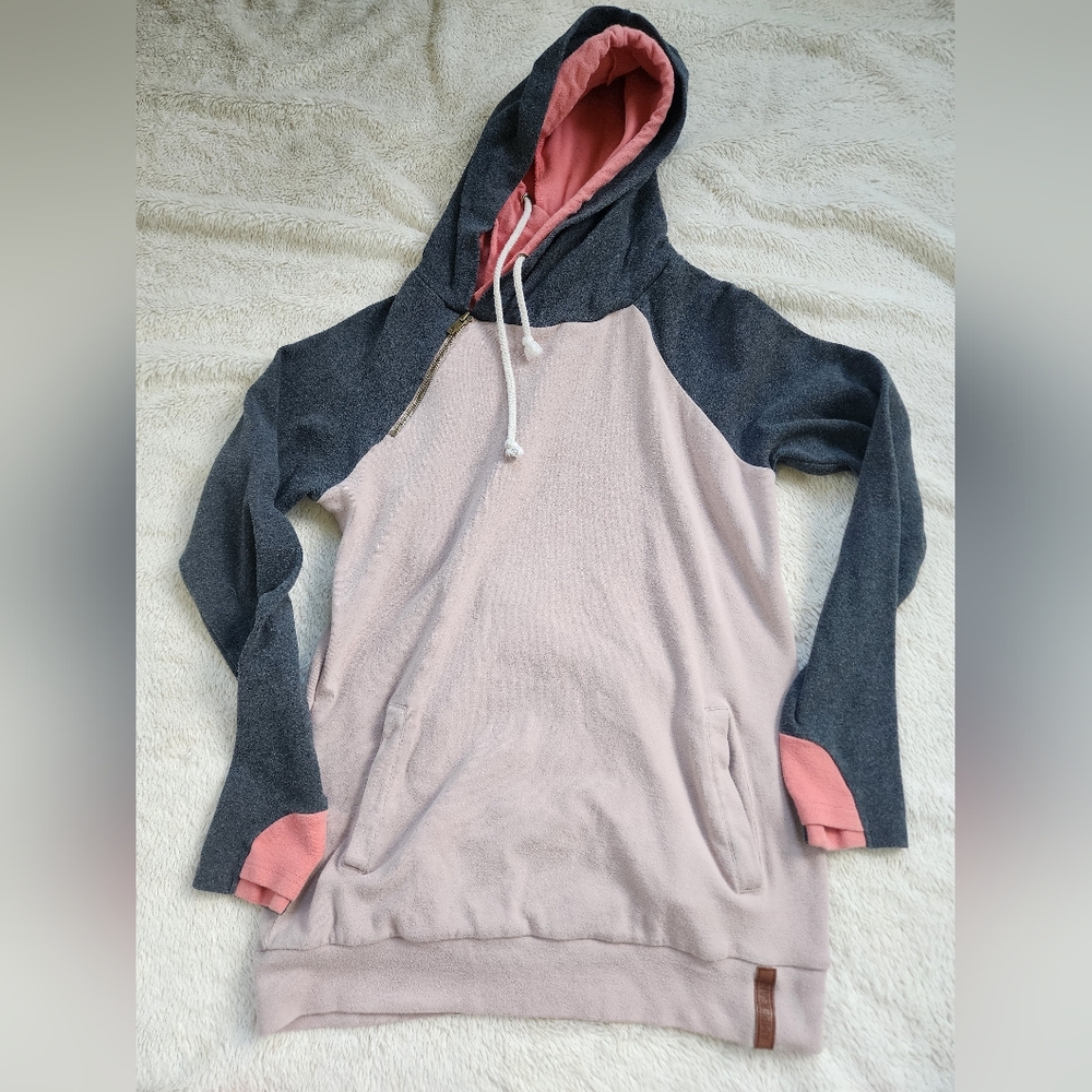 Women's Pink and Gray Hoodie